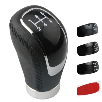 5/6 Speed Manual Car Shift Lever Stick Gear Knob Smooth Leather Replaceable Caps - Image 1 of 4