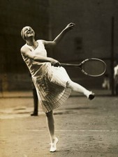 Suzanne Lenglen Jumping To Hit A Tennis Ball Historic Old Photo
