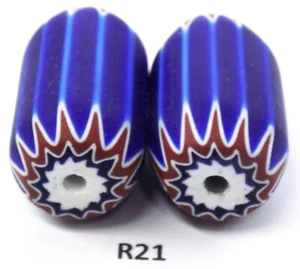 RARO Par Emparejado Chevron Trade Bead African Howard Collection R21 Bg 70 - Imagen 1 de 2
