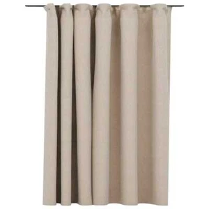 Vorhang Gardine Verdunkelung mit Haken Beige 290x245cm Leinenoptik Blickdicht - Bild 1 von 5