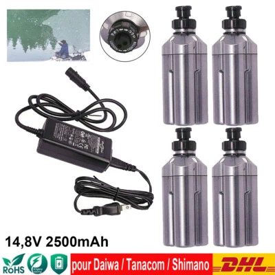4X 2,5Ah Daiwa Tanacom 1000 Moulinet de pêche Batterie BM2900 BM2600 & Chargeur - Imagen 1 de 4