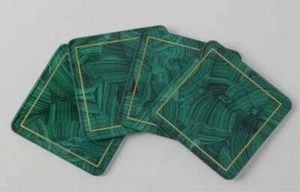 Juego de posavasos decorativos de piedra malaquita de 3,5"" para decoración de mesa de té y café - Imagen 1 de 3
