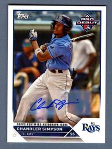Chandler Simpson 2023 Topps Pro Debut #PD-184 Prospect Signed Auto RC TB Rays