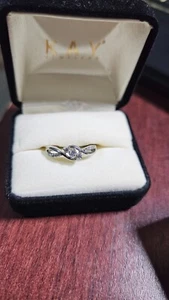 Kay Jewelers 10k White Gold Ring Infinity Engagement Size 6 - Picture 1 of 4