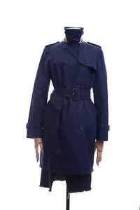 Vintage Aquascutum Trench Belted Jacket Double-Sided Blue Plaid Size UK 12 REG  - Picture 1 of 12