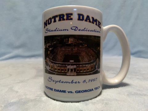 Notre Dame Stadium Dedication Coffee Mug Cup Notre Dame vs Georgia Tech 1997 Cover