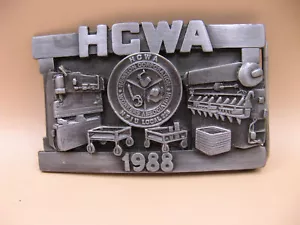 HWCA 1988 Hesston Corporation Fabrication Belt Buckle Siskiyou Oregon Made USA - Picture 1 of 3