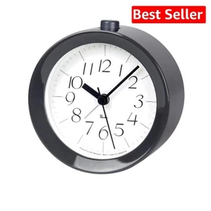 Natural Wood-Finished Analog Alarm Clock with Adjustable Snooze - Indoor Use - Picture 1 of 2