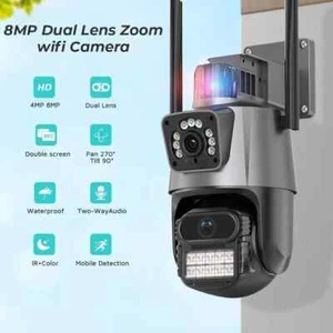 Telecamera IP 8MP 4K esterno WiFi PTZ 2 obiettivo doppio schermo 8X zoom CCTV - Foto 1 di 9