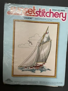 New Sunset Stitchery Embroidery Sailboat Kit 16x20 - Picture 1 of 13