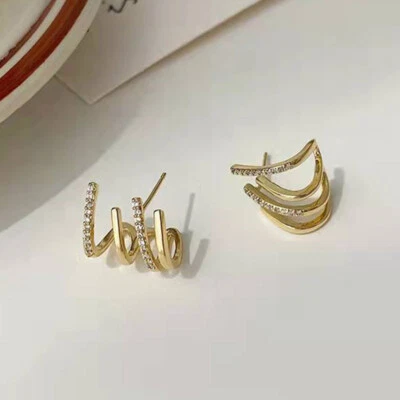 Mehrlagiger Ohrringe Klaue Ohrringe Vier-Zinken Fassung Ohrringe Ohren Schmu > - Bild 1 von 4