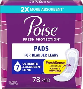 Almohadillas para mujer Poise #7 para incontinencia de vejiga, ultra absorbentes largas, 78 quilates ✅ - Imagen 1 de 1