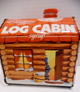 Vintage Log Cabin Syrup Tin Cans 24 oz 100th Anniversary 1887-1987 Empty - Picture 1 of 7