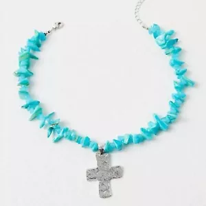 FREE PEOPLE Supernova Choker In Turquoise & Silver NWT - Picture 1 of 5