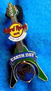 GUITARRA NEW ORLEANS EARTHDAY SPIN GIBSON PLANET GLOBO VOLADOR V Hard Rock Café PIN - Imagen 1 de 1