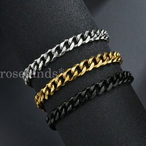 Men's Stainless Steel Chain Curb Cuban Link Bracelet Bangle Fashion Jewelry Gift