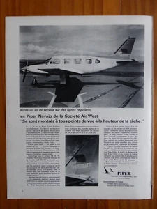9/1968 PUB PIPER NAVAJO AIRCRAFT AIR WEST COAST AIRLINES ALTMAN FRENCH AD - Imagen 1 de 2
