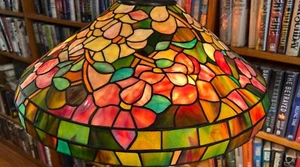 Antique Tiffany Studios Reproduction Dogwood Leaded Glass Lamp Shade - Picture 1 of 12