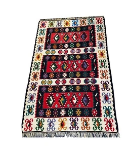 #5953 Stammes alter handgeknüpfter anatolischer Kilim-Teppich aus Wolle, anatolischer 94" - Bild 1 von 8