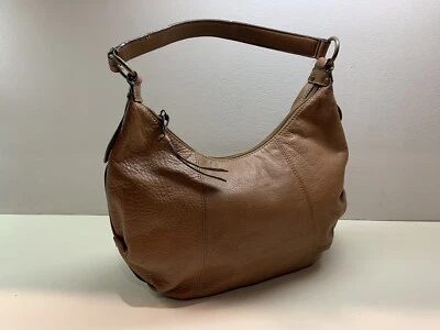 St John’s Bay Genuine Leather Handbag w/Vinyl Trim. Caramel color - Image 1 of 4