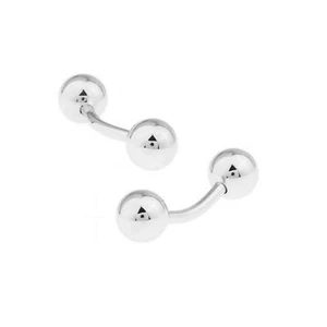 Mens Ladies Luxury Stud Cufflinks Silver Ball Return Unique Gift Top Quality - Picture 1 of 7