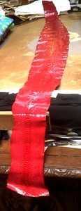 LARGE PATENT RED PYTHON SNAKE SKIN HIDE SOFT  110 X 11 inches UNCUT - Picture 1 of 10