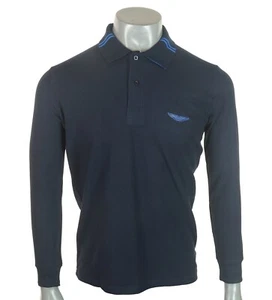 Nuevo Polo Para Hombre Hackett Aston Martin Alas Elásticas Manga Larga Repujado - Imagen 1 de 13
