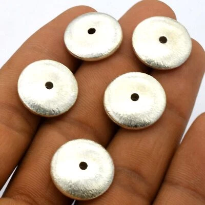4 Pcs 16X4mm Spacer Brushed Bead Sterling Silver Plated Jewelry Making - Image 1 of 4