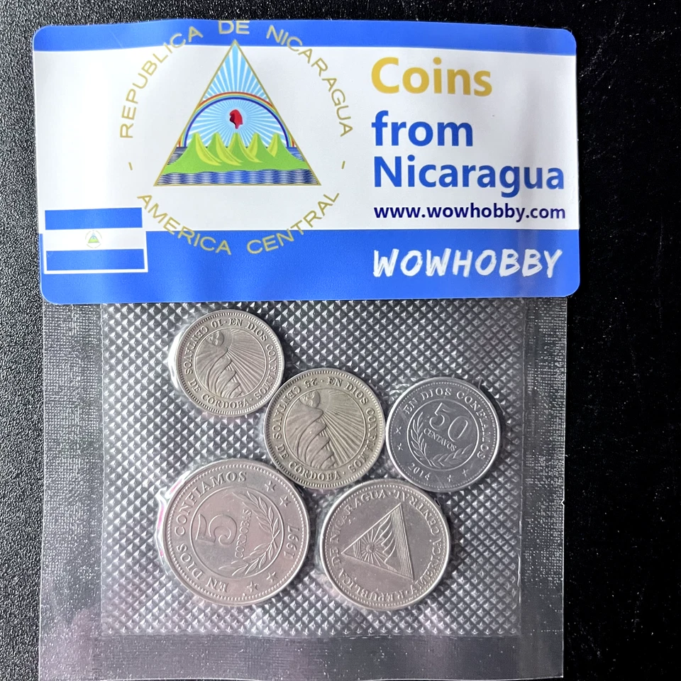 Nicaraguan Coins 🇳🇮 5 Unique Random Coins from Nicaragua for Coin Collecting - Image 1 of 3