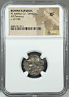 République romaine M. Baebius Q.F. Pièce ancienne Tampilus c.137 BC AR denier NGC XF