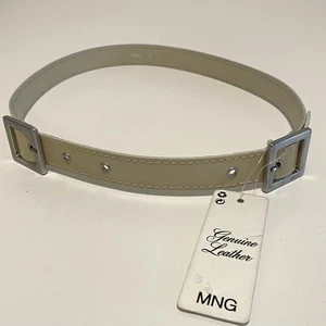 MNG Mango Echtleder Gürtel Creme Größe 75 Silber Quadratische Schnalle Minima... - Bild 1 von 7