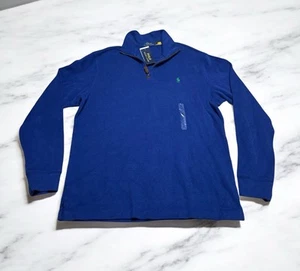 Polo Ralph Lauren 1/4 Zip Sweater Men's Size Medium,  Blue Cotton Pullover - Picture 1 of 9