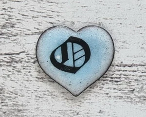 Emaille 1970er Herz blau O Buchstabe Geschenk Name süß Retro Freundin Vintage - Picture 1 of 3