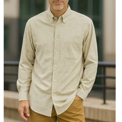 Timberland Yellow Beige Cream Plaid Check Button Down Men's Shirt XL Workwear - Image 1 of 4