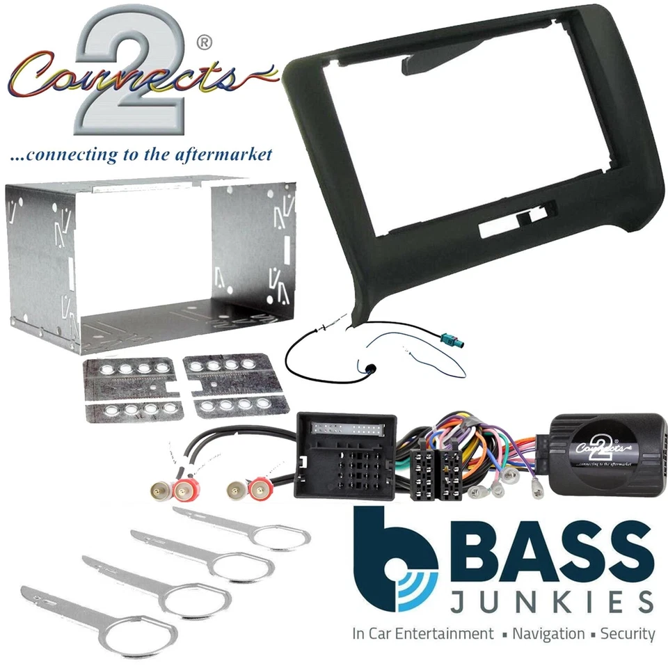 Double Din Car Stereo & Steering Wheel Fitting Kit Fits Audi TT MK2 8J 2006-2014 - Image 1 of 4