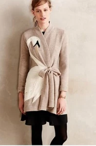 Anthropologie Rose Neira Womens Wool Long Sleeved Swan Cardigan Size S - Picture 1 of 10