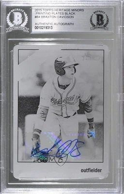 BAS 2015 Topps Heritage Minor League Edition 1/1 Braxton Davidson Authentic ow6 - Image 1 of 3