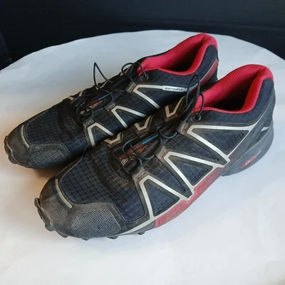 Zapatos para correr de trail SALOMON Speedcross 4 para hombre ajuste de senderismo ~ negros ~ talla 7 Foto 1 de 4