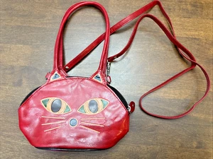 Greca Cat 100% Leather Small Animal Design Bag Womens Handbag Purse 5 In x 8 In - Picture 1 of 5