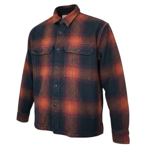 Abercrombie & Fitch Relaxed Fit Navy Blue Plaid Flannel Jacket Mens M/L Shacket - Picture 1 of 15