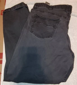 Wetterfeste gerade Passform Herrenhose 40 x 32 vorne flach verwaschen schwarz abgenutzt - Bild 1 von 7