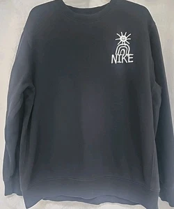 Nike Sudadera Mujer Grande Negra Cuello Redondo Smiley Sol Pullover Deletrear T20 - Imagen 1 de 3