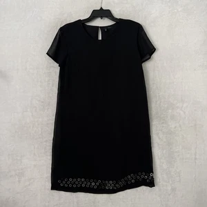 Stile Benetton Womans Dress Black Geometric Medium Polyester Bead Short Sleeve - Picture 1 of 10
