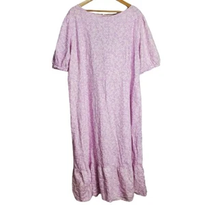 Who What Wear Midi Dress Womens 3X Purple Floral Linen Prairie Cottoge Spring - Picture 1 of 11