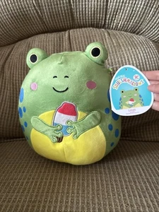 Peluche estivo Squishmallows Limell Frog con ghiacciolo 8" ESCLUSIVO NUOVO etichette nuovo con etichette - Foto 1 di 5