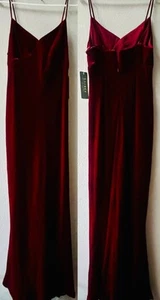 VINTAGE LAUREN RALPH LAUREN “NEW RED” VELVET SPAGETTI STRAP GOWN SIZE 10~NWT - Picture 1 of 7