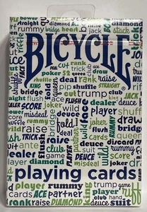 TABLE TALK Bicycle deck playing cards games typography words modern style BLUE - Picture 1 of 3