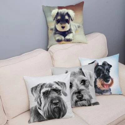 Cute Standard Schnauzer Print Cushion Cover Short Home Decor Cushion Covers - Image 1 of 4