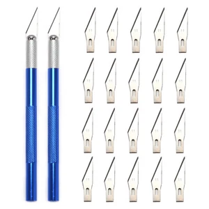 2 Exacto Messer mit 20 Klingen Mine Xacto für Leder Basteln Pen Cutter Rasiermesser - Bild 1 von 11