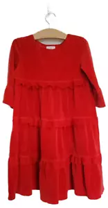 Hanna Andersson Girl 6/7 Size 120 Ruby Red Love 2 Twirl Velour Tiered Dress - Picture 1 of 7